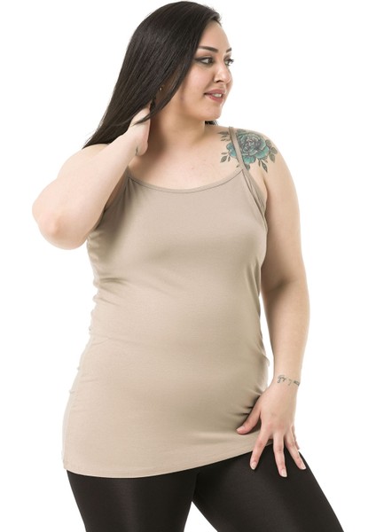 Büyük Beden Ip Askılı Viskon Kum Rengi Body fırsatları