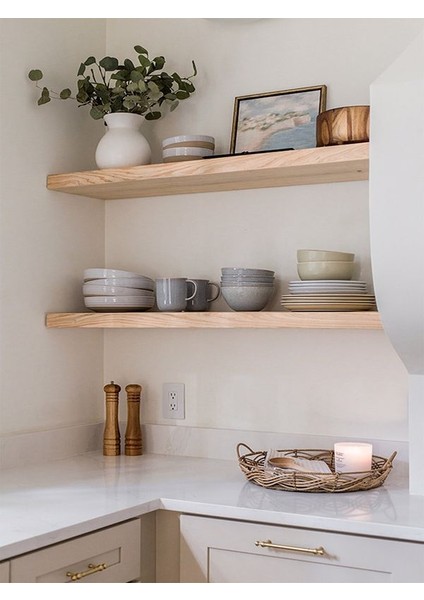 Doğal Ahşap Raf 2'li Takım - 60X20 cm