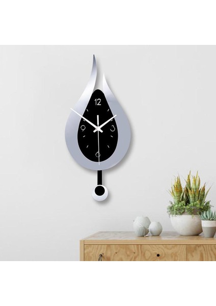 Akrilik Cam Sarkaç Duvar Saati Sessiz Gitme Izle Ev Ofis Gümüş Için fırsatları