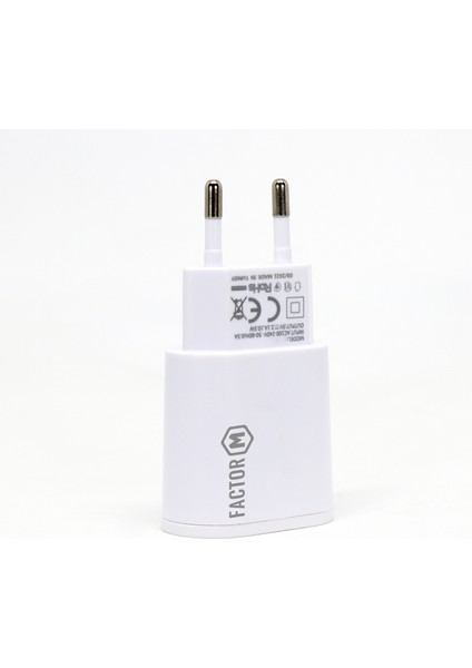 Factor M Çift Çıkışlı 2.1A Type-C Ev Tipi Şarj Aleti Set (FM101T)