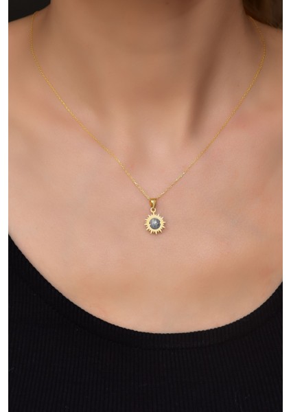 925 Ayar Gümüş -Gold Kaplama Sim Toplu Güneş Kolye fiyatları