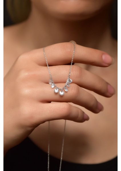 925 Ayar Gümüş Kaplama Zirkon Taşlı Shakira Kolye fiyatları