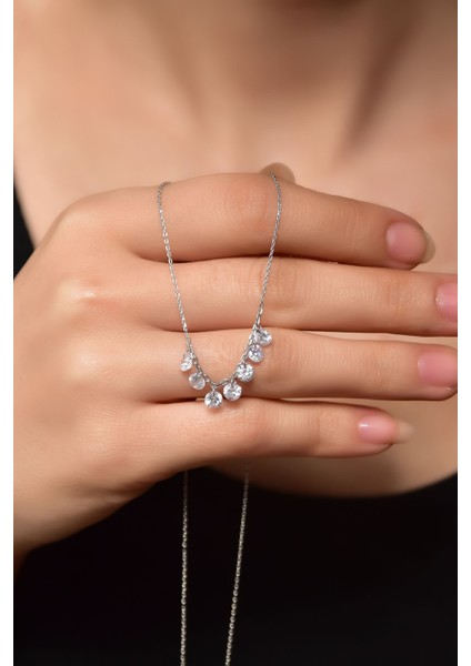 925 Ayar Gümüş Kaplama Zirkon Taşlı Shakira Kolye modelleri