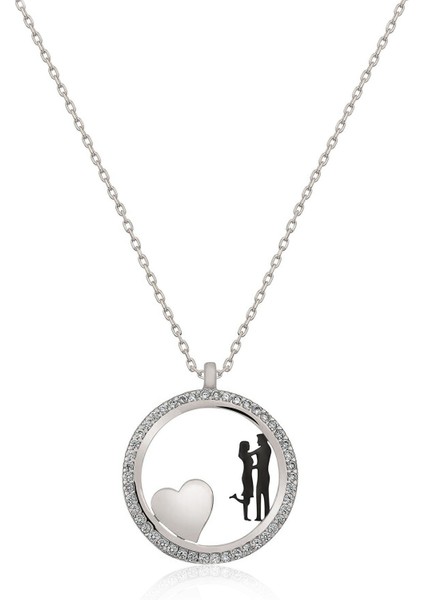 925 Ayar Gümüş Kaplama Kalbimin Sahibi Sevgili Çember Kolye