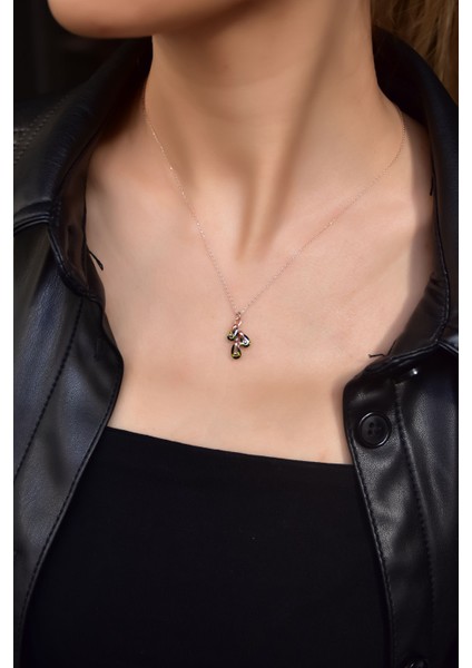 925 Ayar Gümüş Rose Kaplama Ağustos Ayı Doğum Taşlı Kübik Drop Kolye fiyatları