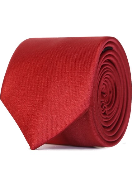 Erkek Bordo Basic Düz Kravat