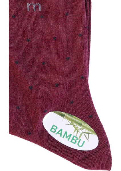 Erkek Bordo Bambu Berk Noktalı Desenli Uzun Çorap modelleri