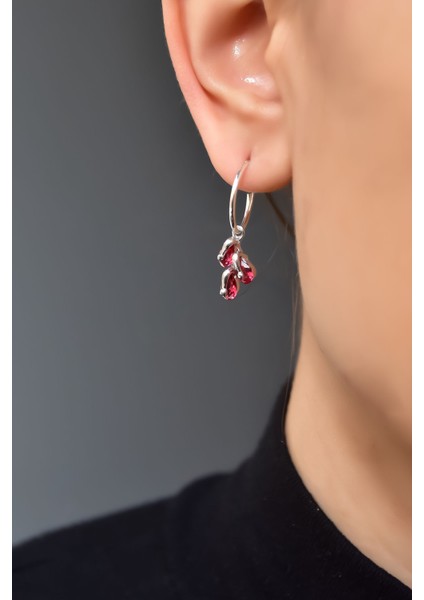 925 Ayar Gümüş Kaplama Temmuz Ayı Doğum Taşlı Kübik Drop Küpe