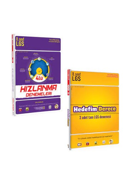 8. Sınıf LGS Deneme Seti 4'lü Hızlanma Denemeleri - Hedefim Derece 3 Adet Tam LGS Denemesi