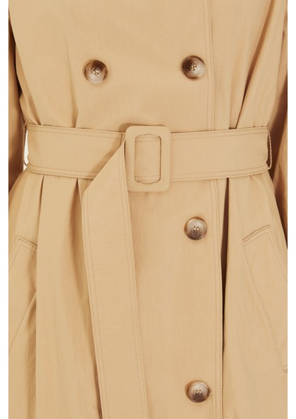 Beli Kemerli Cep Detaylı Bej Trençkot 12854 fırsatları