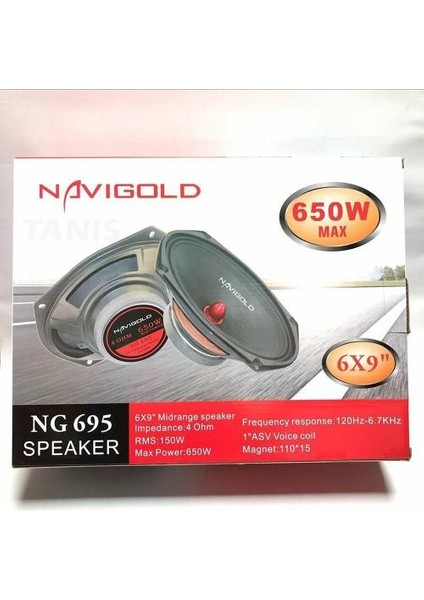 NG-695 650 Watt 6x9 Oval Midrange Oto Hoparlör