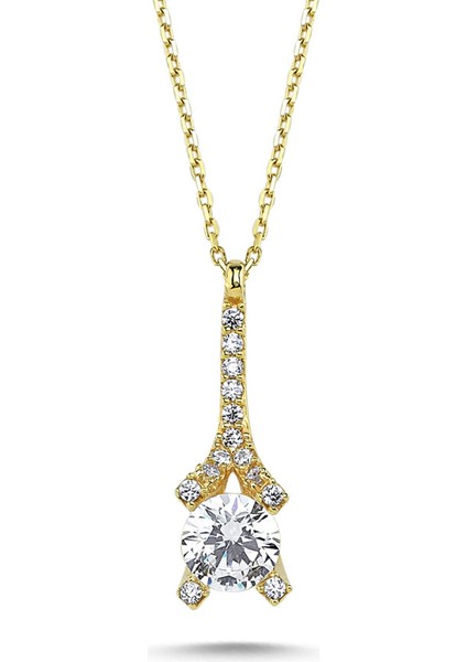 Eyfel Kulesi Suyolu Altın Tektaş Kolye