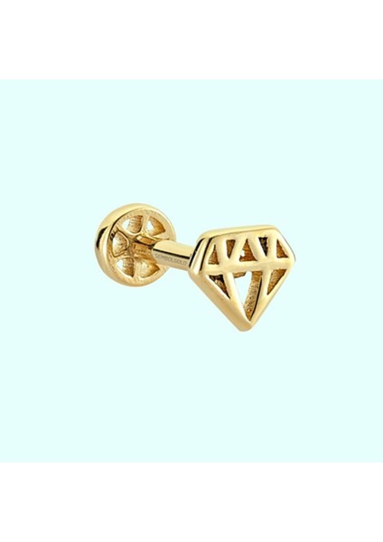 Altın Diamond Tragus Piercing 14 Ayar