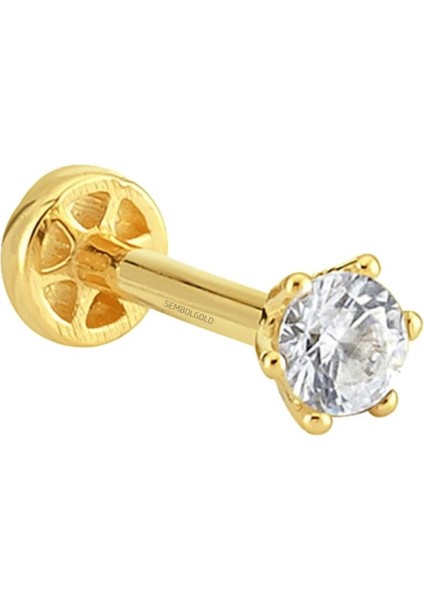Altın Tektaş Tragus Piercing 14 Ayar