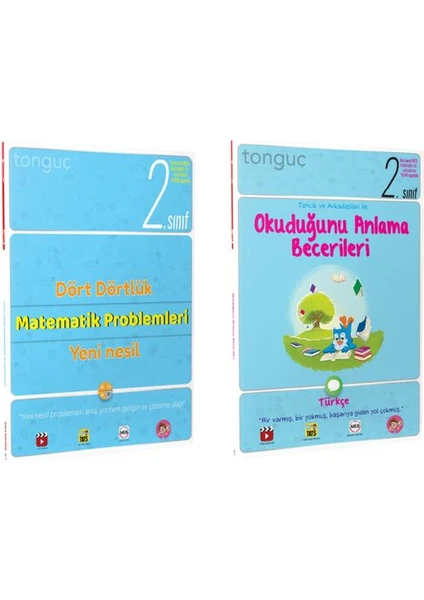 Tonguç Akademi 2. Sınıf Tonguç Dört Dörtlük Matematik Problemleri - Okuduğunu Anlama Becerileri 2 Kitap Set