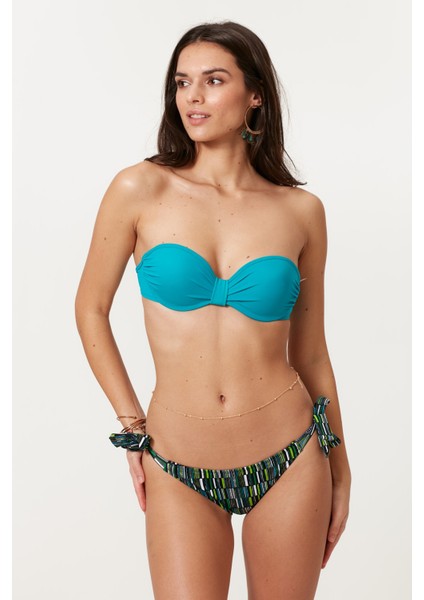 Dolgulu Straplez Bikini Takım 217334 Desenli