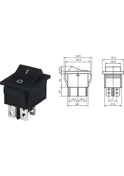 Tekli Işıksız Geniş 4 Pın Of /on Buton Anahtar 3 Adet