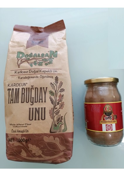 Tam Buğday Unu 1kg + Atışeri Keçiboynuzu Unu 2li Avantajı Set