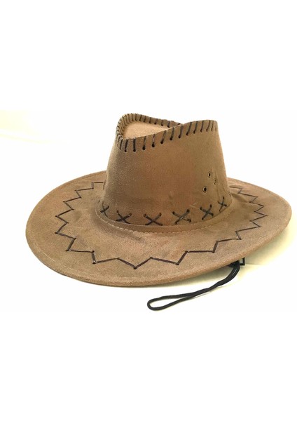 Süet Nubuk Kovboy Fötr Şapka Standart Beden