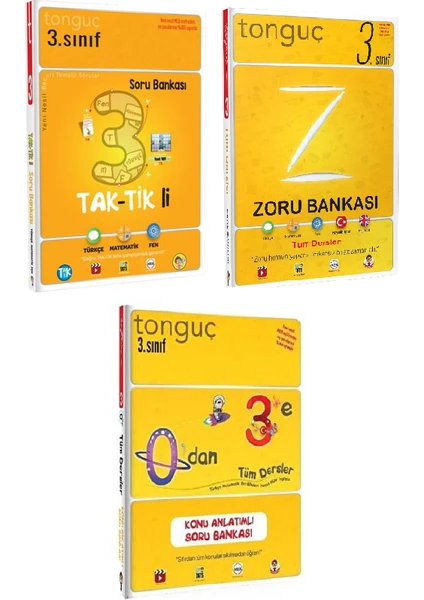 Tonguç Akademi 3. Sınıf Tonguç Tak-Tikli Soru Bankası - Tüm Dersler Zoru Bankası - 0'dan 3'e Tüm Dersler Konu Anlatımlı Soru Bankası 3 Kitap Set