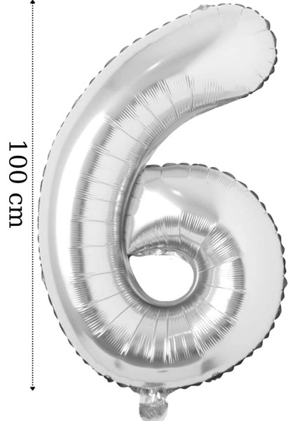 Folyo Balon 6 Rakamı Helyum Balon 100 cm