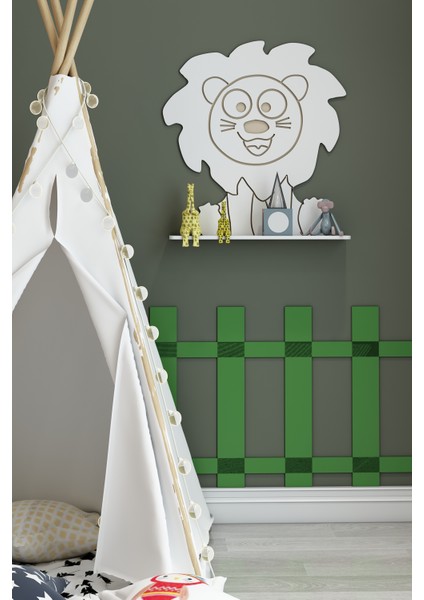 Aslan Temalı Çocuk Odası Duvar Rafı Kitaplık Dekoratif Ahşap Raf