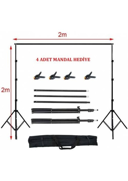Greenbox Fon Standı (2x 2 Metre) + 4 mandal