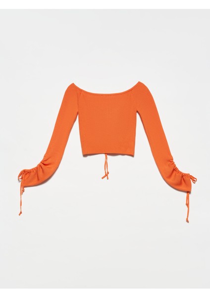 10192 Omzu Açık Büzgülü Bağcıklı Kazak-Oranj fiyatları