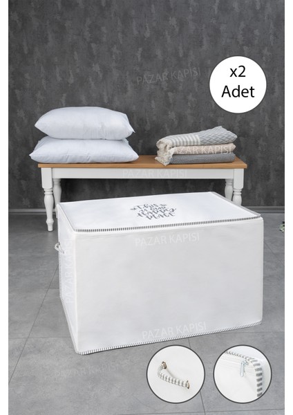 Baskılı İpli Yorgan Hurcu 2 Adet 75 x 45 x 45 cm