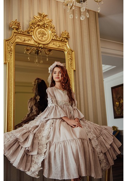 Taçlı , Özel Tasarım Vintage Kız Çocuk Elbise fırsatları