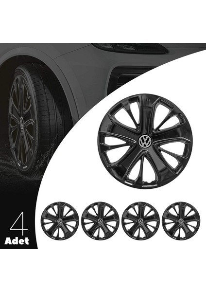 Volkswagen 15 Inç Jant Kapağı Amblemli Piano Black 4'lü Takım 215