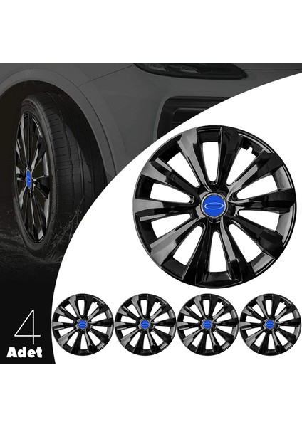 Ford 16 Inç Jant Kapağı Amblemli Piano Black 4'lü Takım 214