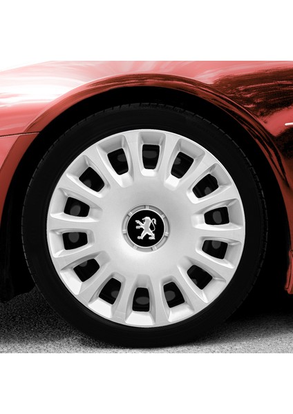 Peugeot 14 Inç Jant Kapağı Amblemli Gri 4'lü Takım 144