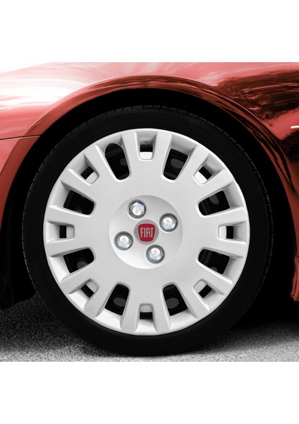 Fiat Punto 15 Inç Jant Kapağı Amblemli Gri 4'lü Takım 147
