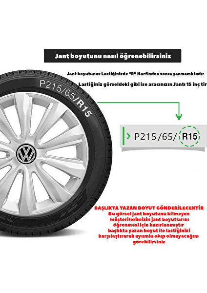 Volkswagen 16 Inç Jant Kapağı Amblemli Gri 4'lü Takım 143