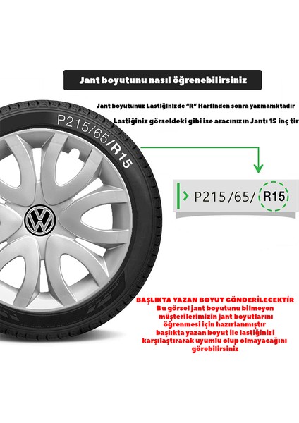 Volkswagen 15 Inç Jant Kapağı Amblemli Gri 4'lü Takım 139