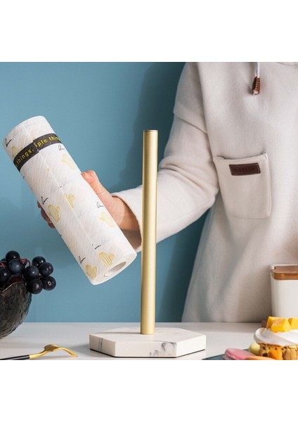 Altın Rulo Kağıt Tutucu Ayakta Mermer Taban Dikey Doku Depolama Raf Tezgah Rulo Tutucu Mutfak Havlu Dağıtıcı | Raflar ve tutucular (Yurt Dışından) fiyatları