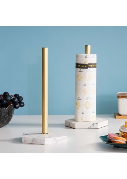 Altın Rulo Kağıt Tutucu Ayakta Mermer Taban Dikey Doku Depolama Raf Tezgah Rulo Tutucu Mutfak Havlu Dağıtıcı | Raflar ve tutucular (Yurt Dışından) modelleri