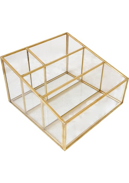 Makyaj Organizatör Cam Fırça Tutucu Kozmetik Depolama Vanity Dekorasyon Mücevher Kutusu Makyaj Fırçalar Kılıf 4 Izgaralar Vanity Kabine | Saklama Kutuları ve bidon (Yurt Dışından)