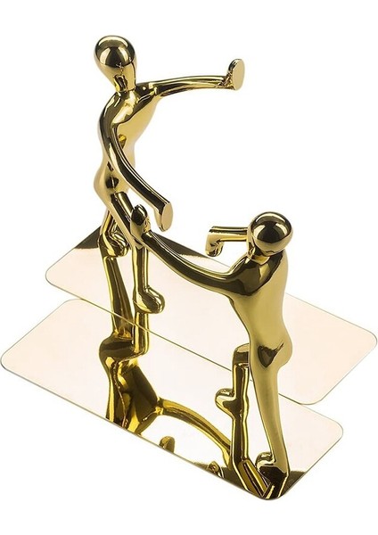 1 Çift Dekoratif Bookends Ağır Adam Kitap Sonu Kaymaz Bookend Metal Kitap Book Book Destek Book Stoper (Gold) | (Yurt Dışından)
