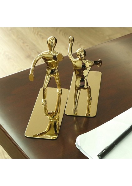 1 Çift Dekoratif Bookends Ağır Adam Kitap Sonu Kaymaz Bookend Metal Kitap Book Book Destek Book Stoper (Gold) | (Yurt Dışından) fırsatları