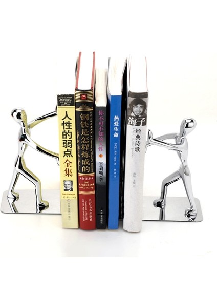 1 Çift / Grup Moda Serin Metal Paslanmaz Çelik Insan Şeklinde Bookend Okul Kırtasiye ofis Arzı | Bookends (Yurt Dışından)