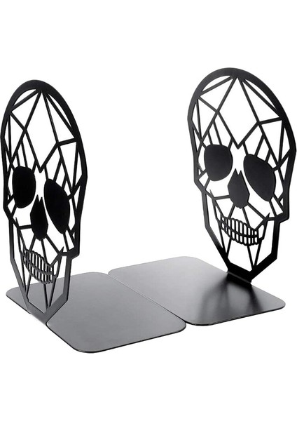 2 Paket Kafatası Tasarım Siyah Bookend, Raflar Için Kitap Sonu Kitaplar, Kitap Raf Tutucu Ev Ofis Dekoratif Masaüstü Organizatör | Bookends (Yurt Dışından)