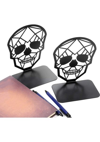 2 Paket Kafatası Tasarım Siyah Bookend, Raflar Için Kitap Sonu Kitaplar, Kitap Raf Tutucu Ev Ofis Dekoratif Masaüstü Organizatör | Bookends (Yurt Dışından) modelleri