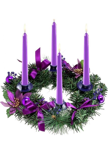 (Mor) Noel Çelenk Mumluklar 12 Inç Noel Advent Takvim Advent Çelenk Yüzük Mum Stand (Yurt Dışından)