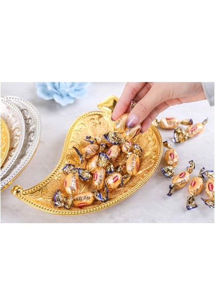 Altın Metal Depolama Tepsi Lüks Takı Ekran Plaka Meyve Tatlı Kek Snack Somun Ev Parti Düğün Dekor Için Plaka | Depolama Tepsileri (Gold-L) (Yurt Dışından) modelleri