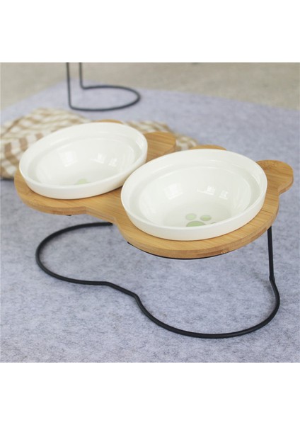 High End Pet Bowl Bambu Raf Seramik Besleme ve Içme Kaseleri Köpekler ve Kediler Için Pet Besleyici Aksesuarları | Köpek Beslemesi (Yurt Dışından) fırsatları