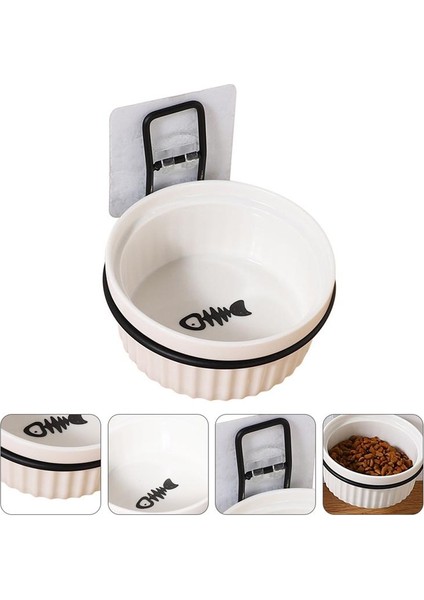1 Set Duvara Monte Kedi Gıda Konteyner Pet Seramik Besleyici Asılı Pet Kase Asılı Sabit Kedi Kase (Beyaz Kase + Duvar Raf) | Köpek Besleme (Yurt Dışından) fırsatları