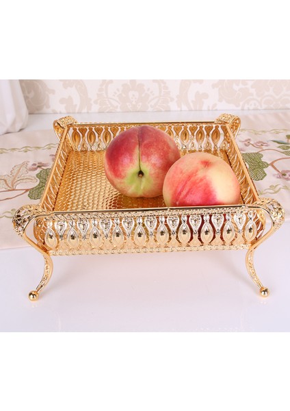 20 * 20 * 10 cm Gül Altın Meyve Tepsi Mum Ayna Cam Vintage Gıda Tabağı Içecekler Ekran Tepsi Platfe Yüksek Kalite | Depolama Tepsileri (Yurt Dışından)