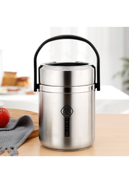 Vakum Büyük Kapasiteli 1600 ml Öğle Yemeği Kutusu Gümüş (Yurt Dışından)